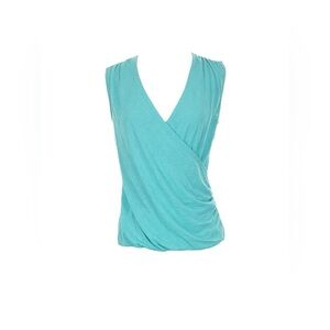 Athleta Teal Sleeveless Wrap Blouse Sz L